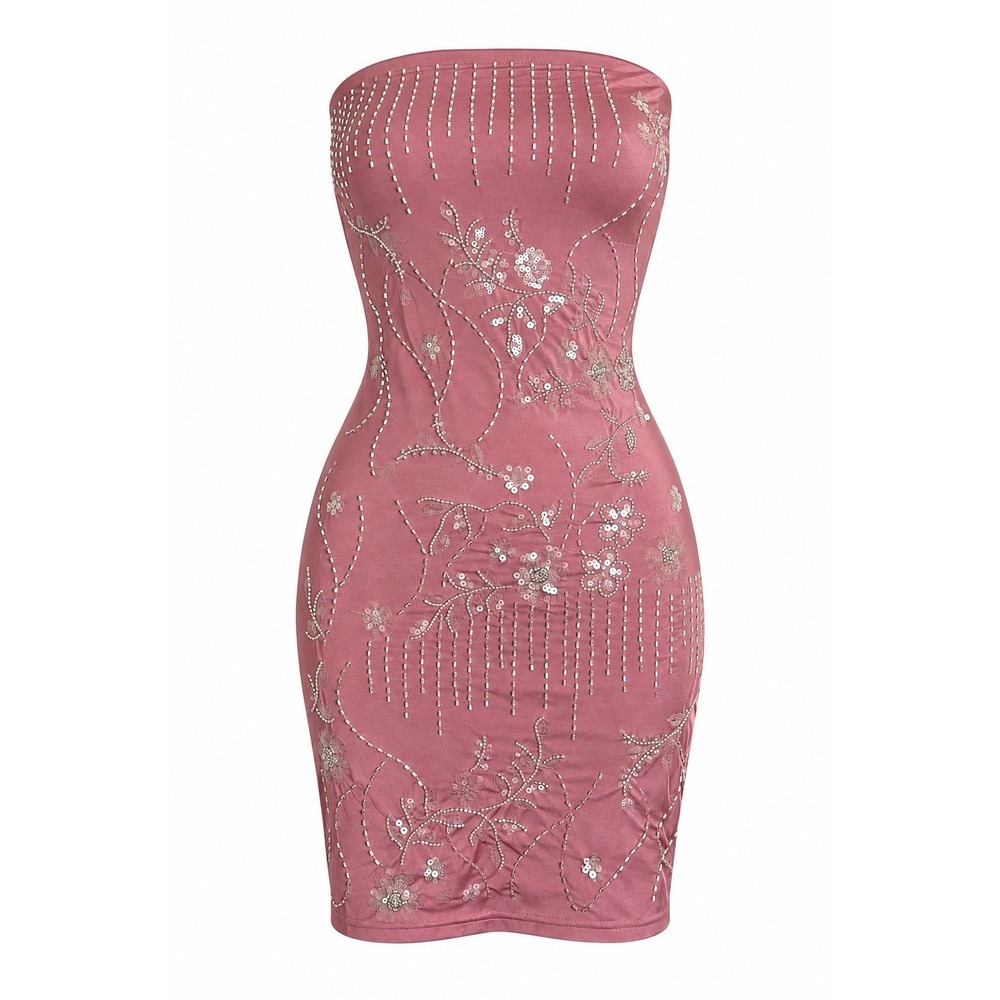 Vintage Y2K Forever 21 Sequins Beaded Strapless Going Out Mini Dress Bratzcore